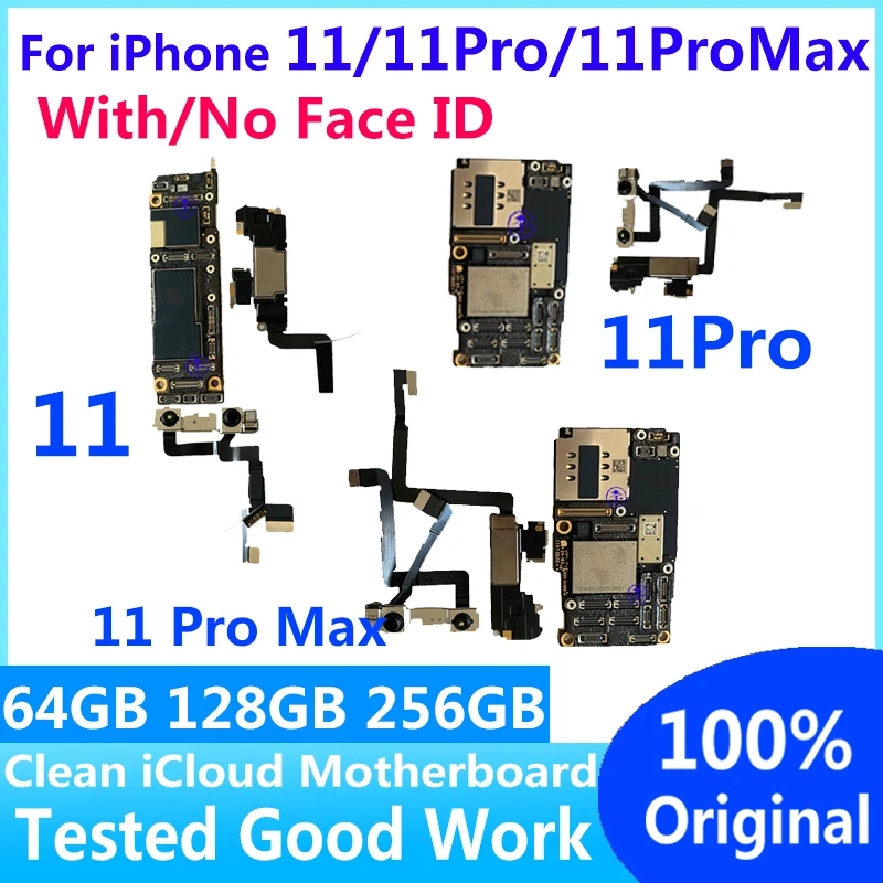 Original Unlocked Placa For iphone 11 pro max Motherboard com Face id Full Chips Mainboard Clean iCloud Logic Board For iPhone11
Original Unlocked Placa For iphone 11 pro max Motherboard com Face id Full Chips Mainboard Clean iCloud Logic Board For iPhone11
