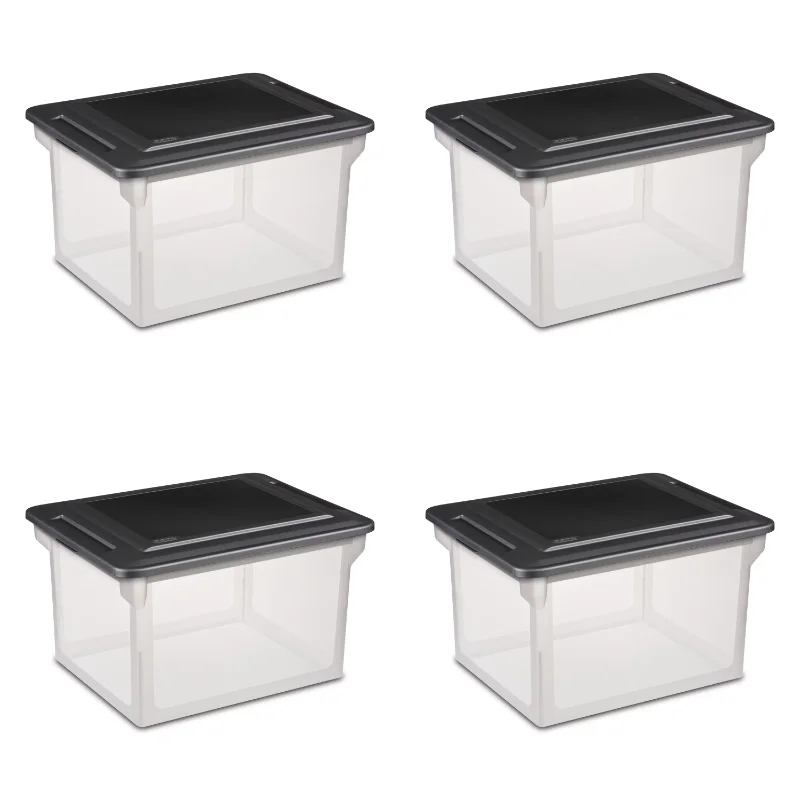 Sterilite Plastic File Box Black, Set of 4 storage box organizer box storage containers
Sterilite Plastic File Box Black, Set of 4 storage box organizer box storage containers