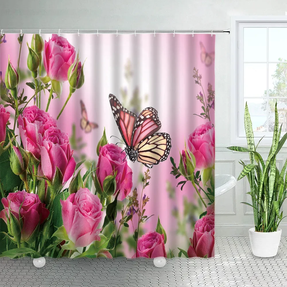 Занавеска для душа с бабочками и подсолнухами, современная, полиэстер
Занавеска для душа с бабочками и подсолнухами, современная, полиэстер