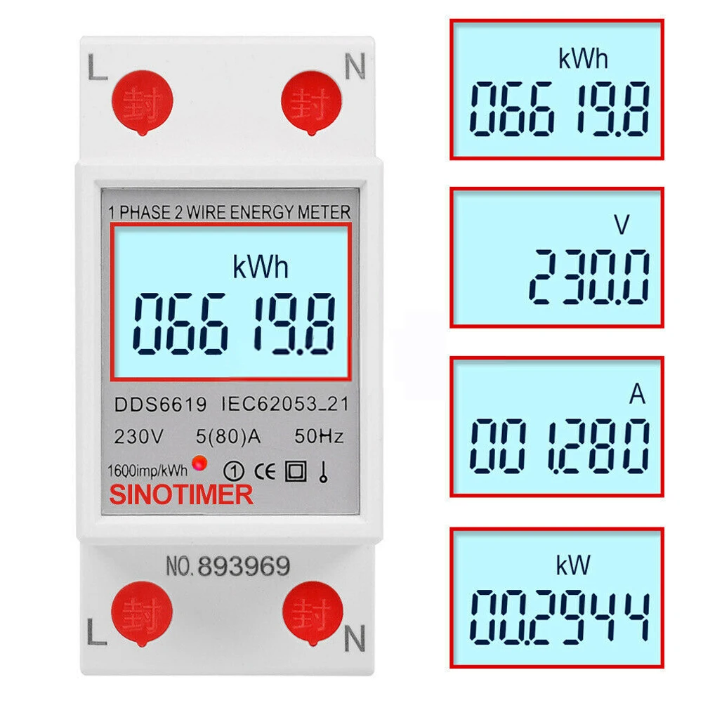 DDS6619 5-80A 230V LCD Digital Single Phase Energy Watt KWh Meter DIN Rail Mount For Home Electrical Equipment
DDS6619 5-80A 230V LCD Digital Single Phase Energy Watt KWh Meter DIN Rail Mount For Home Electrical Equipment
