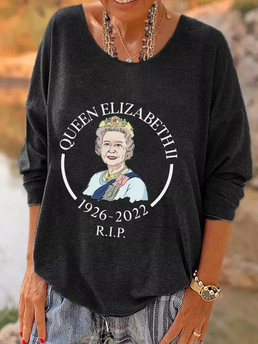 Women's Queen Elizabeth II Flowers Pattern Casual Long Sleeve Crew Neck T-Shirt Tops
Women's Queen Elizabeth II Flowers Pattern Casual Long Sleeve Crew Neck T-Shirt Tops
