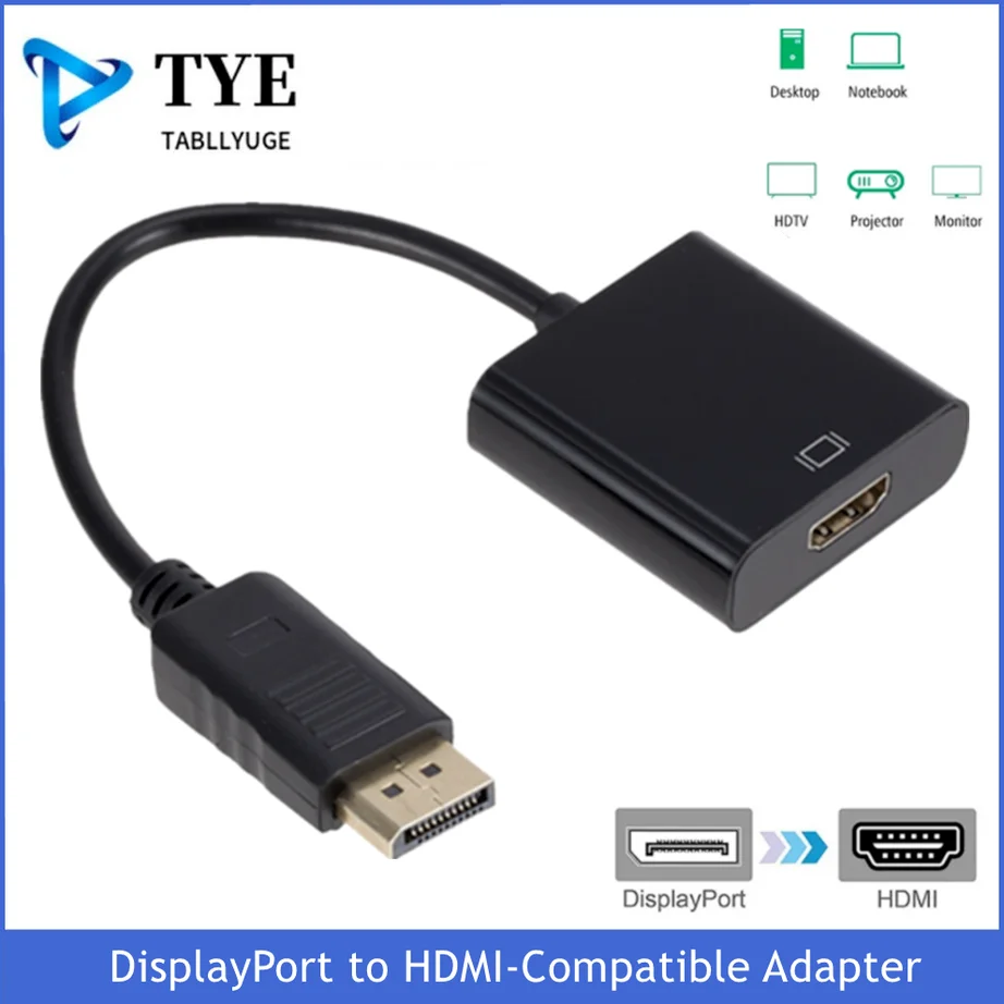 DP to HDMI-Compatible Cable Adapter Male To Female For HP/DELL Laptop PC Display Port to 1080P HDMI-com' Cable Adapter Converter 
DP to HDMI-Compatible Cable Adapter Male To Female For HP/DELL Laptop PC Display Port to 1080P HDMI-com' Cable Adapter Converter