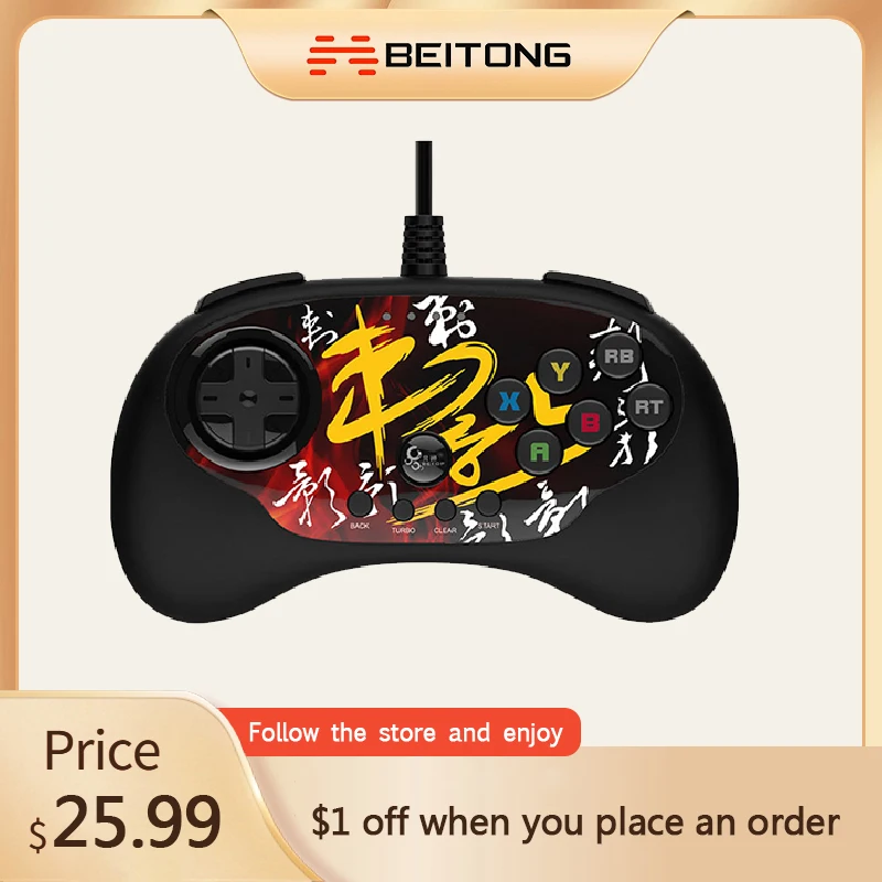 

BEITONG Original Betop USB Wired Gamepad Arcade Fighting Joystick Game Control For Android TV/PC/ Steam,Street Fighter,Tekken 7