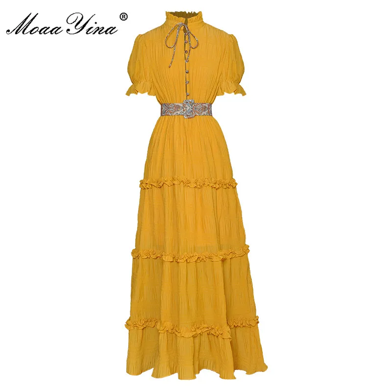 MoaaYina Fashion Runway dress Summer Women Dress Stand Collar Short Sleeves Belted Pleats solid Dresses
MoaaYina Fashion Runway dress Summer Women Dress Stand Collar Short Sleeves Belted Pleats solid Dresses