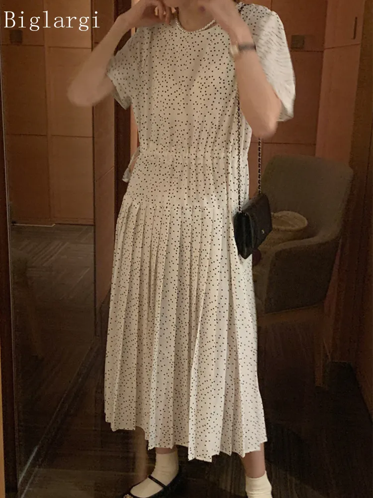 Summer Long Dress Women Dot Pleated Korea Style Chiffon Ladies Dresses Casual Loose Modis Woman Dress 2023
Summer Long Dress Women Dot Pleated Korea Style Chiffon Ladies Dresses Casual Loose Modis Woman Dress 2023