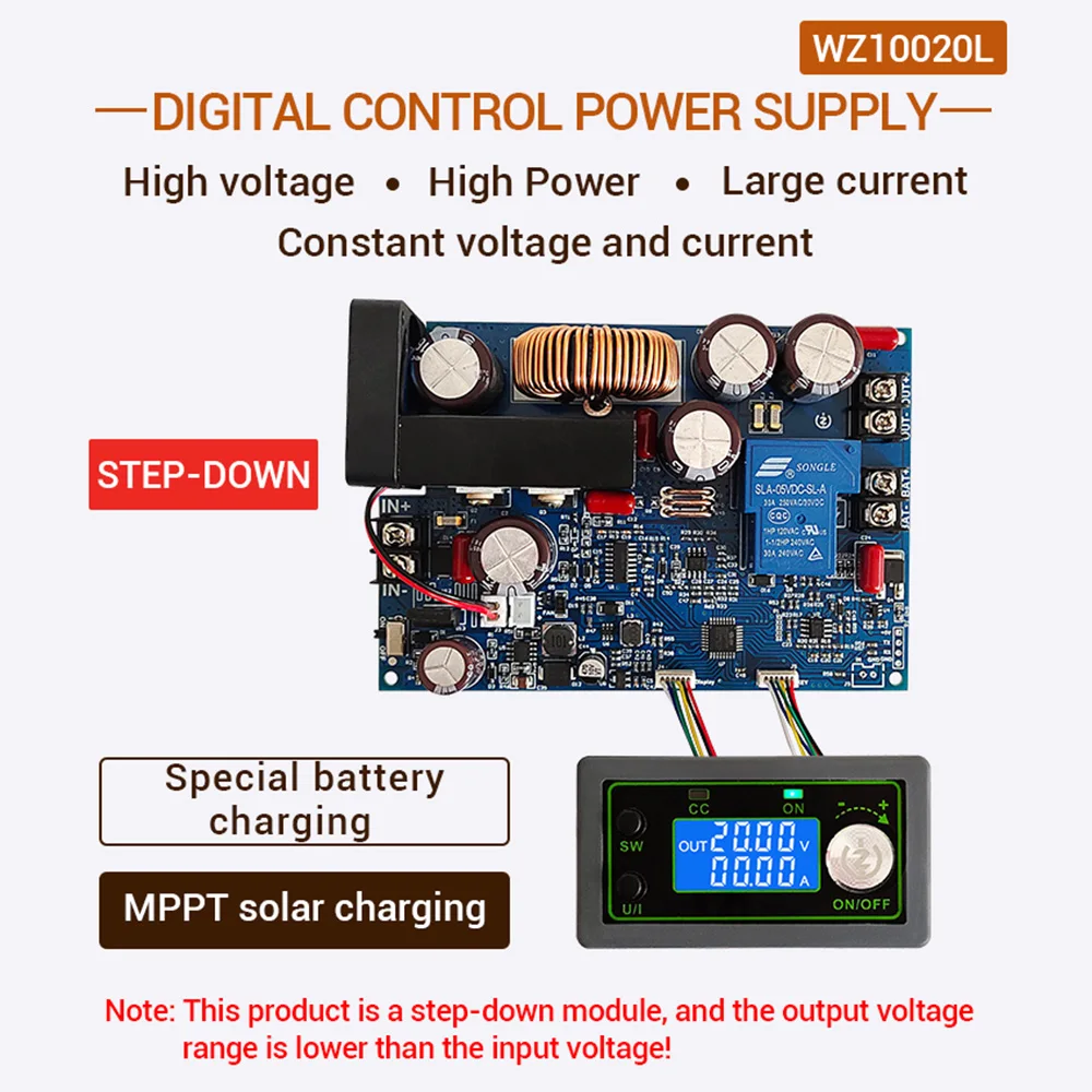 DC 0-100V 50A 1000W LED Digital DC Step-Down Voltmeter Buck Constant Voltage Current MPPT Solar Energy Battery Power Supply
DC 0-100V 50A 1000W LED Digital DC Step-Down Voltmeter Buck Constant Voltage Current MPPT Solar Energy Battery Power Supply