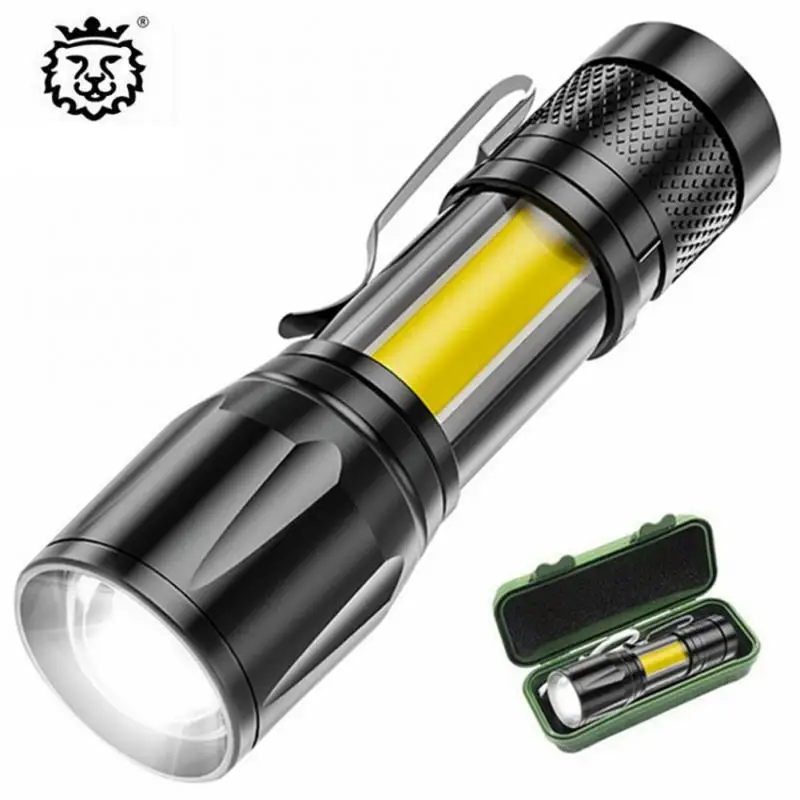 

Built In Battery Q5 Portable Mini Led Flashlight Zoom Torch COB Lamp 2000 Lumens Adjustable Penlight Waterproof for Outdoor