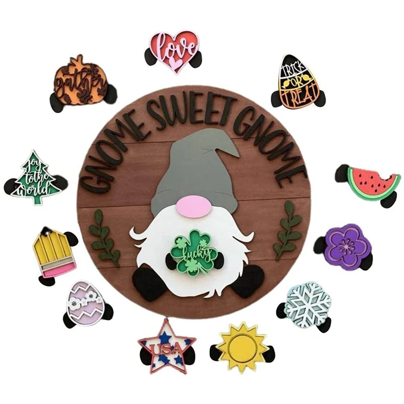 Cute Door Hanger-Home Sweet Gnome - Welcome Sign Front Door Hanger, Welcome Sign For Farmhouse, Gnome Door Hanger, 30Cm
Cute Door Hanger-Home Sweet Gnome - Welcome Sign Front Door Hanger, Welcome Sign For Farmhouse, Gnome Door Hanger, 30Cm