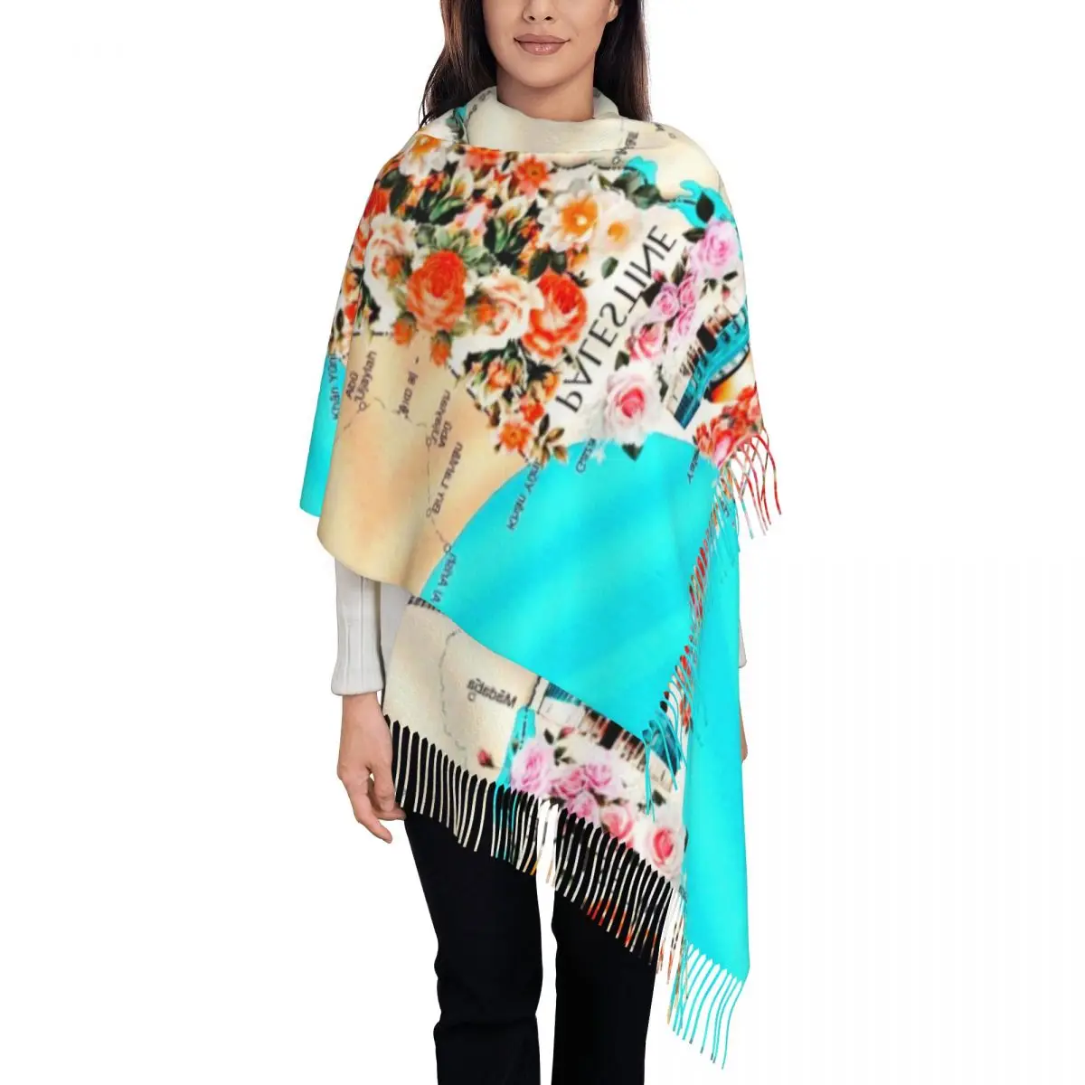 Flowers Map Of Palestine Tassel Scarf Women Soft Palestinian Shawls Wraps Ladies Winter Fall Scarves
Flowers Map Of Palestine Tassel Scarf Women Soft Palestinian Shawls Wraps Ladies Winter Fall Scarves