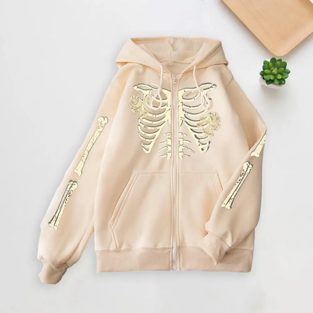 Comfy Long Sleeve Sweatshirt Jacket Hop Style Skull Print Hoodie Coat with Zipper Placket Drawstring Pockets for Women Men Loose
Comfy Long Sleeve Sweatshirt Jacket Hop Style Skull Print Hoodie Coat with Zipper Placket Drawstring Pockets for Women Men Loose