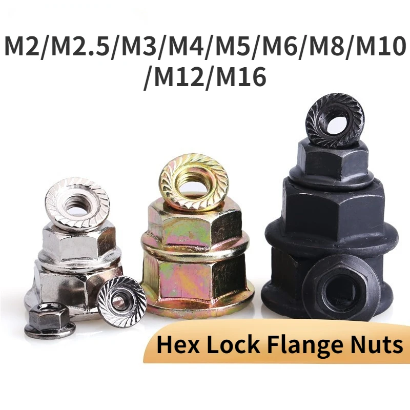 M2 - M16 Nickel Plated/Color Zinc/Black Carbon Steel Stainless Steel Hexagon Lock Nut Serrated Twist Lock Flange Nut
M2 - M16 Nickel Plated/Color Zinc/Black Carbon Steel Stainless Steel Hexagon Lock Nut Serrated Twist Lock Flange Nut