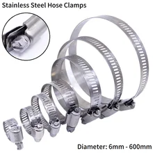 5/10Pcs 6mm ~ 600mm Stainless Steel Drive Hose Clamps Adjustable Tri Gear Worm Fuel Tube Water Pipe Fixed Clip Spring Cramps