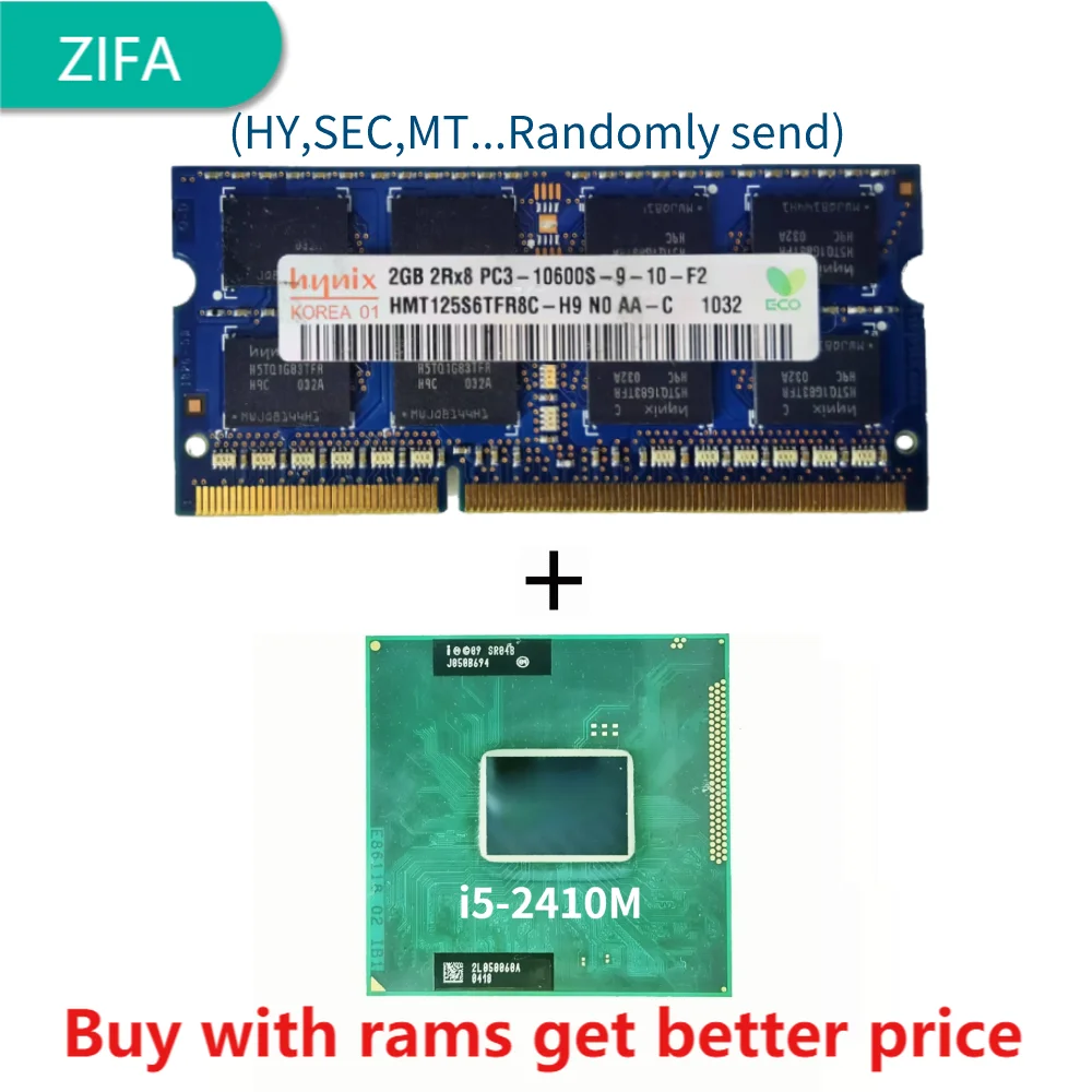 DDR3 2G 1333Mhz with i5-2410M i5 2410M SR04B 2.3 GHz Dual-Core Quad-Thread CPU Processor 3M 35W Socket G2 / rPGA988B
DDR3 2G 1333Mhz with i5-2410M i5 2410M SR04B 2.3 GHz Dual-Core Quad-Thread CPU Processor 3M 35W Socket G2 / rPGA988B