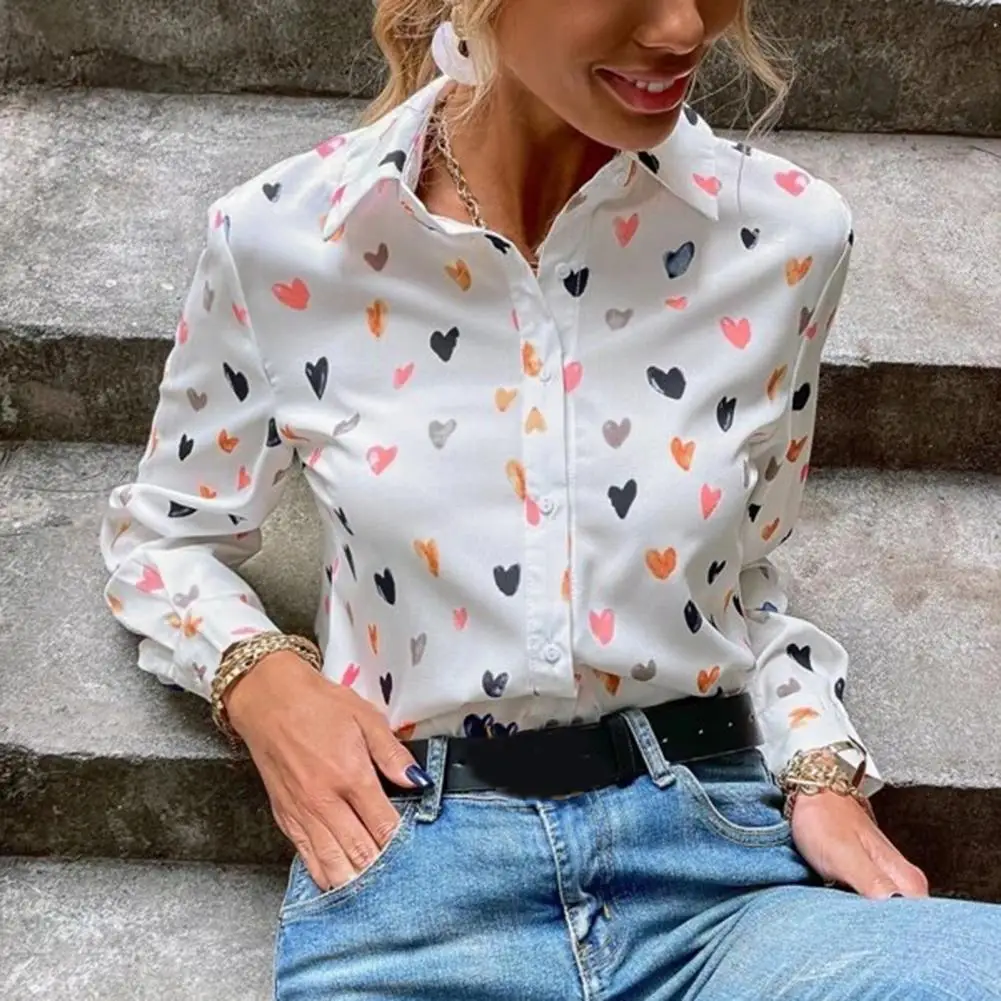 Heart Butterflies Print Shirt Heart Butterflies Print Lapel Shirt Women's Spring/autumn Single Breasted Long Sleeve Top 
Heart Butterflies Print Shirt Heart Butterflies Print Lapel Shirt Women's Spring/autumn Single Breasted Long Sleeve Top