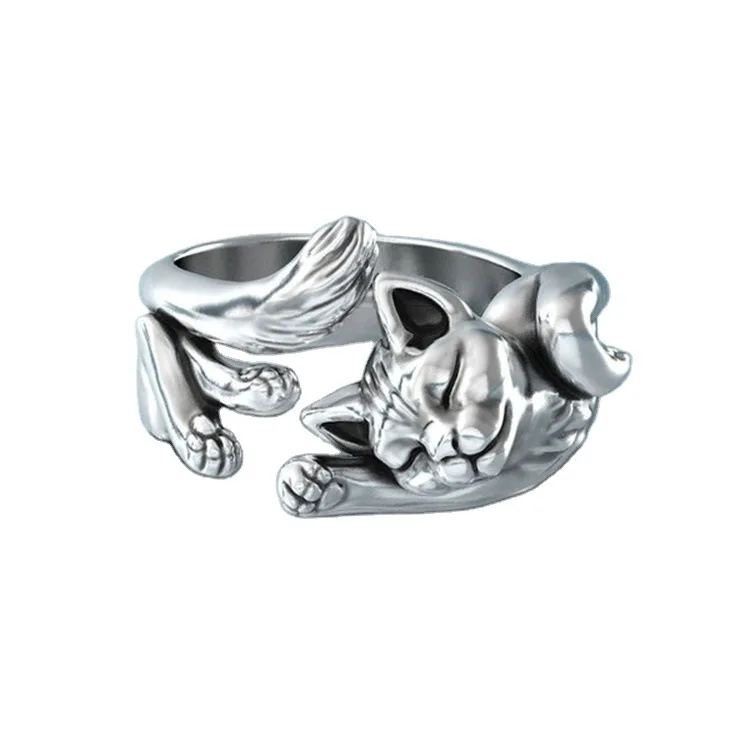 New Kitten Open vintage Rings Lazy Cat Ring Fashion Ladies Rings Set for Women Jewelry Wholesale Stainless Steel Rings Men 
New Kitten Open vintage Rings Lazy Cat Ring Fashion Ladies Rings Set for Women Jewelry Wholesale Stainless Steel Rings Men