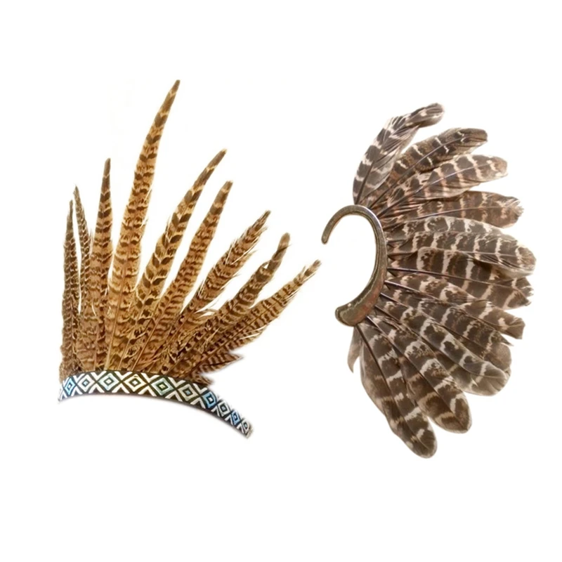 1Pcs Unisex Big Feather Ear Cuff Non Piercing Gold Clip On Earrings & 1X Feather Hair Band Tiara Bohemian Indian Gypsy Dance Sho
1Pcs Unisex Big Feather Ear Cuff Non Piercing Gold Clip On Earrings & 1X Feather Hair Band Tiara Bohemian Indian Gypsy Dance Sho