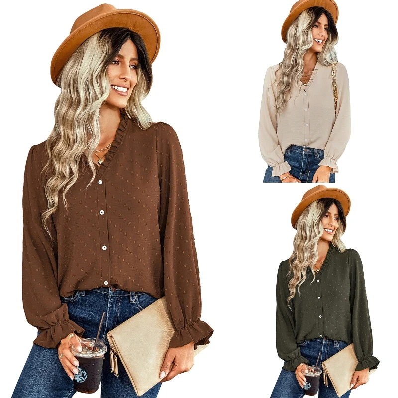 Women's Polka Dots Blouse Tops All-matching T-shirt Tops V Neck Casual Tee Tops
Women's Polka Dots Blouse Tops All-matching T-shirt Tops V Neck Casual Tee Tops