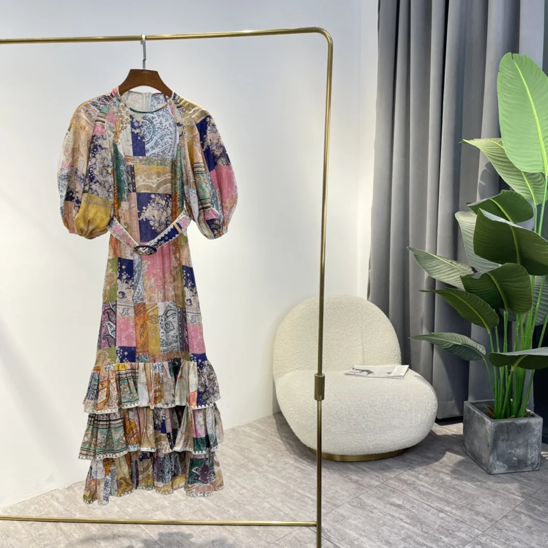 Flower Print Plaid Midi Dress Lantern Sleeve Linen 2022 New Summer High Quality Woman Clothing
Flower Print Plaid Midi Dress Lantern Sleeve Linen 2022 New Summer High Quality Woman Clothing