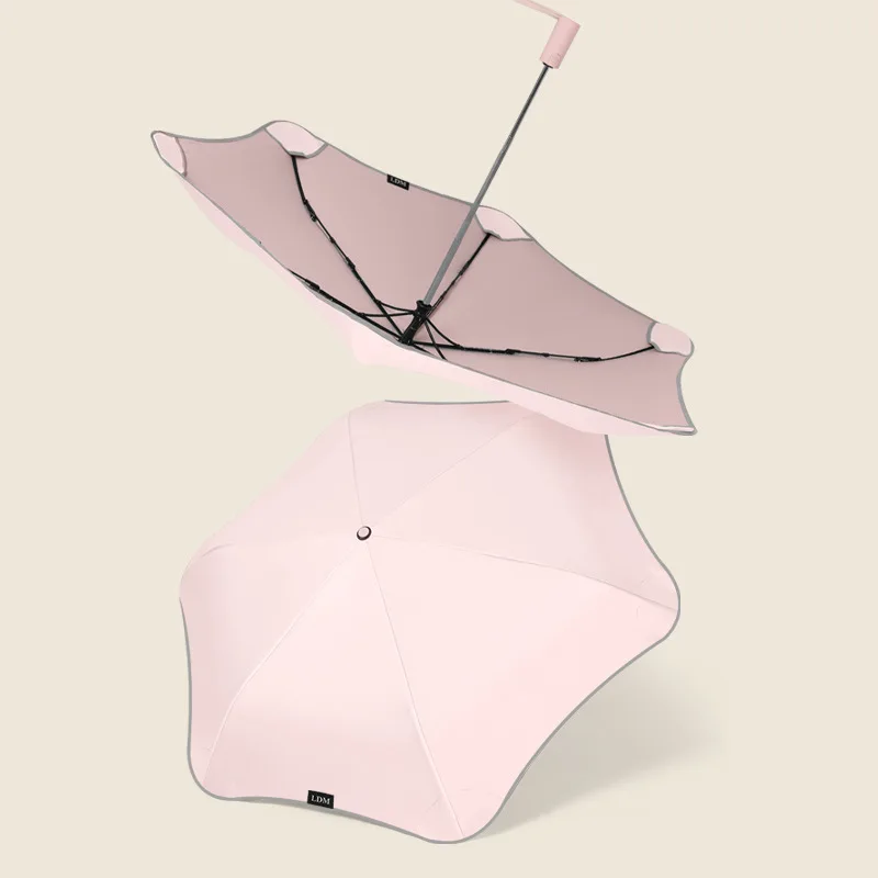 

Automatic 3-folding Female Rounded Sun Umbrella Sunscreen Black Coating Anti-ultraviolet Sunshade Rainy and Sunny Day