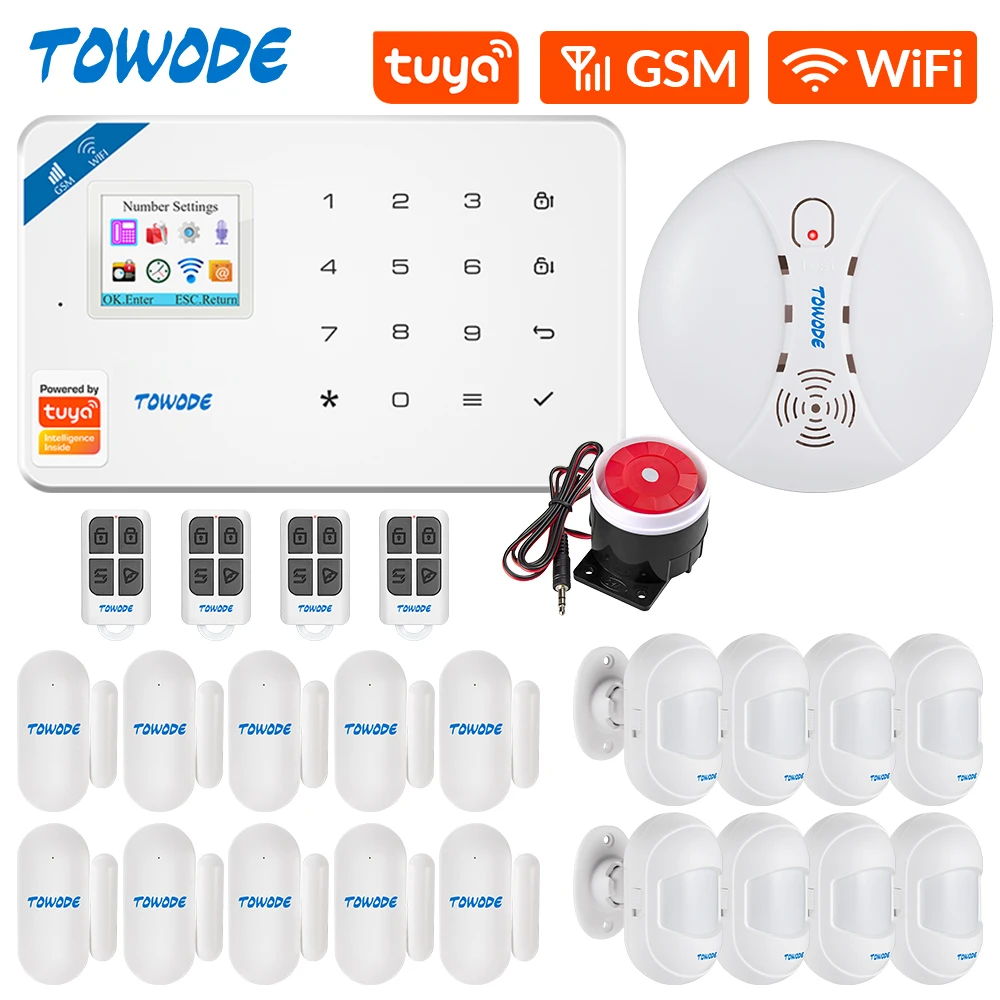 TOWODE W181 Tuya Smart Alarm System WIFI Burglar Home GSM with Color Screen Motion Detector Smoke Door Window Sensor Alam Kit
TOWODE W181 Tuya Smart Alarm System WIFI Burglar Home GSM with Color Screen Motion Detector Smoke Door Window Sensor Alam Kit