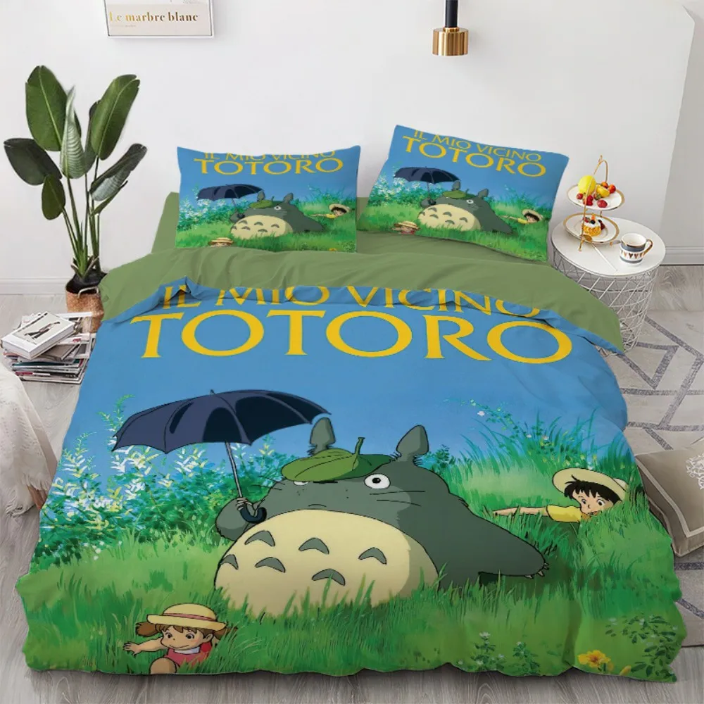 

Totoro Duvet Cover Fashion Anime Home Textile Soft Microfiber Bedspread with Pillowcases for Kids Teens Girls Bedroom Decor 3pc