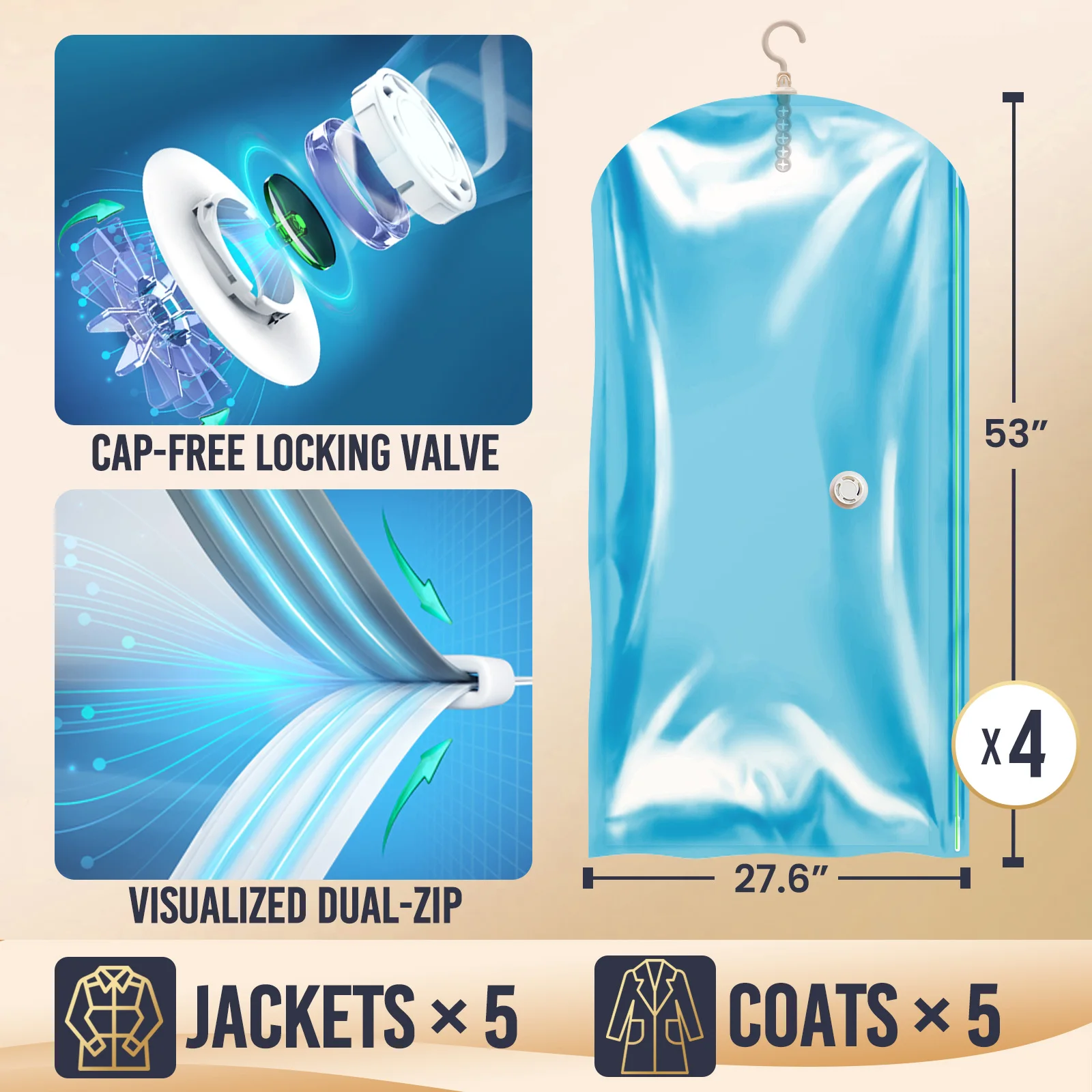 TAILI Подвесные вакуумные пакеты для хранения
TAILI Подвесные вакуумные пакеты для хранения