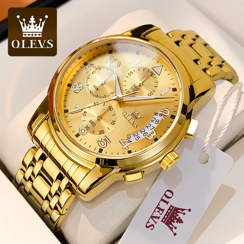 OLEVS Gold Watch For Men Luxury Top Brand Luminous Waterproof Steel Sport Chronograph Multifunction Fashion Men's Quartz Watch
OLEVS Gold Watch For Men Luxury Top Brand Luminous Waterproof Steel Sport Chronograph Multifunction Fashion Men's Quartz Watch