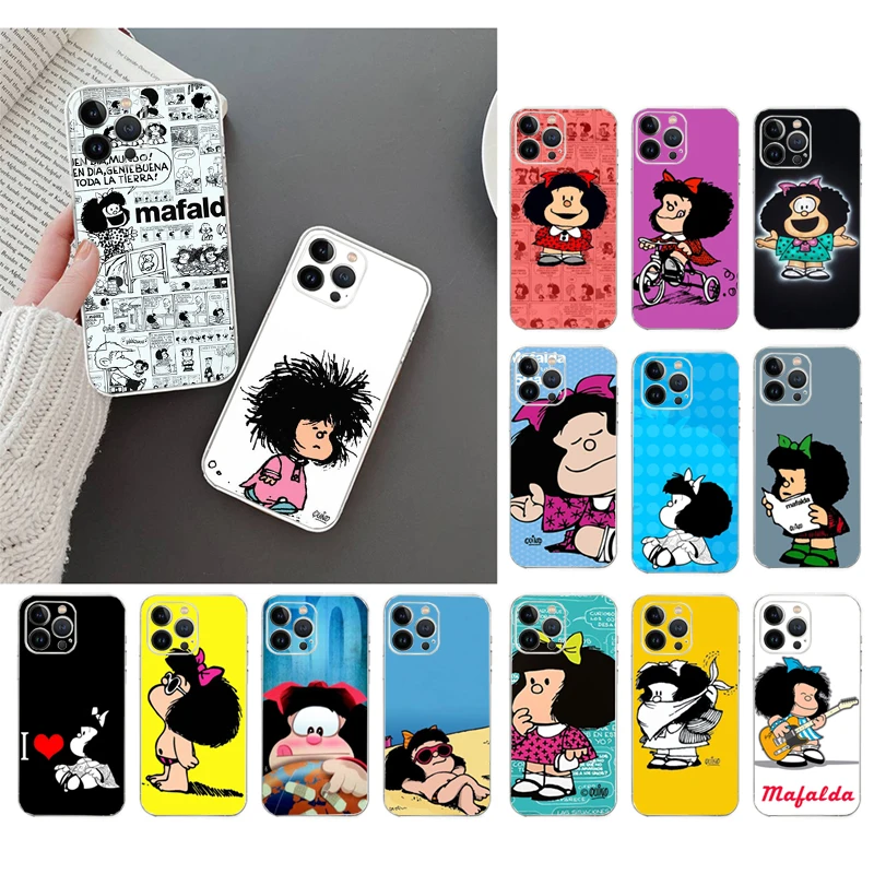 

Phone Case For iphone 14 13 12 11 Pro Max XS Max XR X 12mini 14 Plus SE Mafalda Case Funda Capa Cell