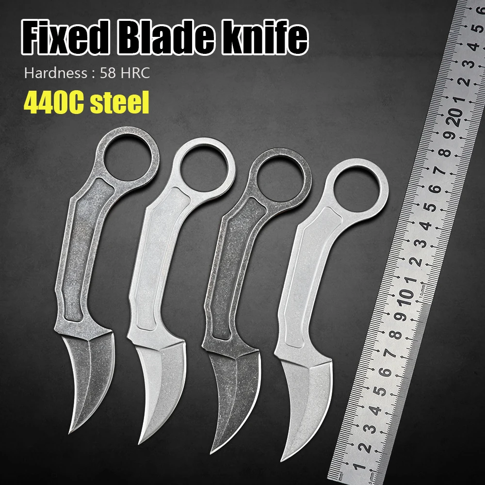 

440C Stainless Steel Self Defense Knives Utility Tactical EDC Mini Fixed Blade Knife Outdoors