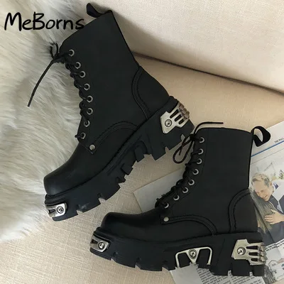 Punk Style Platform Women Ankle Boots Women's Motorcycle Boot Fashion Ladies Chunky Shoes Metal Decor Black
Punk Style Platform Women Ankle Boots Women's Motorcycle Boot Fashion Ladies Chunky Shoes Metal Decor Black