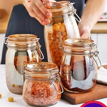 Amber Glass Airtight Jar Moisture Proof Coffee Tea Candy Jar Kitchen Spice Tank Honey Jam Tank Glass Containers Pot Home Decor