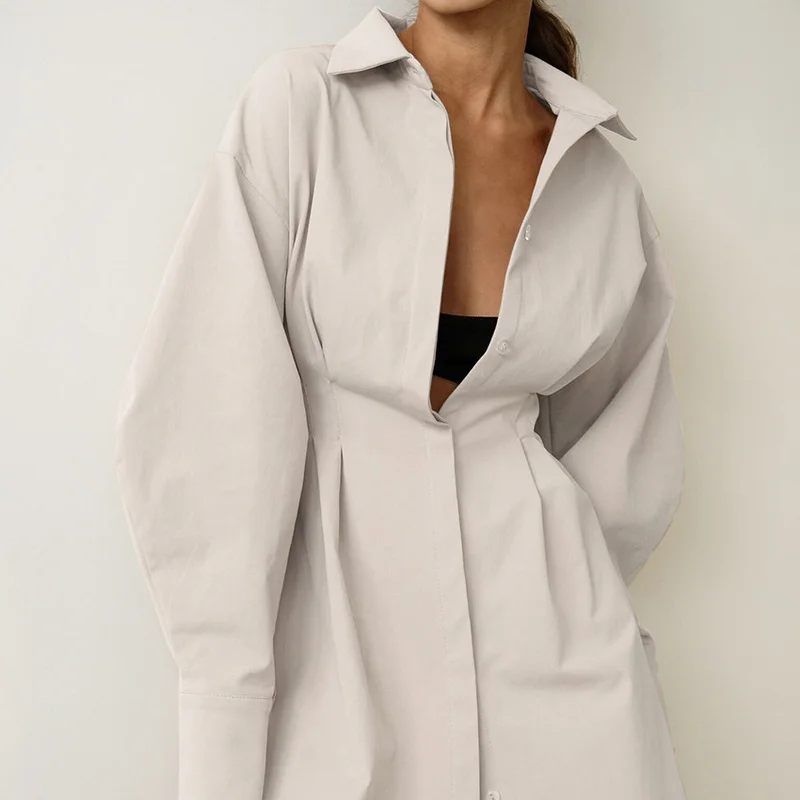 2021 Autumn A-Line Single Breasted Casual Turn-Down Collar High Waist Solid Long Sleeve OL French Elegance Indie Mini Dress
2021 Autumn A-Line Single Breasted Casual Turn-Down Collar High Waist Solid Long Sleeve OL French Elegance Indie Mini Dress