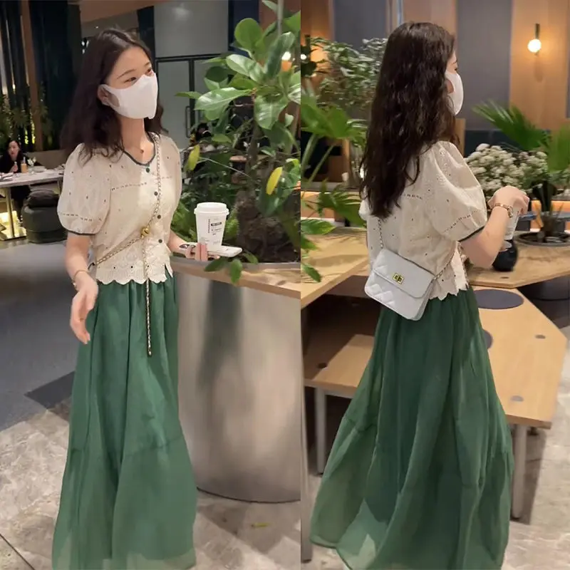 Women Short Sleeve T-shirt Mesh Skirt and Lace Shirt Casual 2 Piece Womens Outfits Skirts Sets Summer Clothes Set Femme E59
Women Short Sleeve T-shirt Mesh Skirt and Lace Shirt Casual 2 Piece Womens Outfits Skirts Sets Summer Clothes Set Femme E59