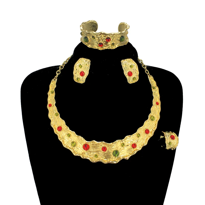 High Quality Ladies Exquisite Colorful Stone Women Necklace Earrings Luxury Dubai Gold Plated Jewelry Set FHK13485
High Quality Ladies Exquisite Colorful Stone Women Necklace Earrings Luxury Dubai Gold Plated Jewelry Set FHK13485