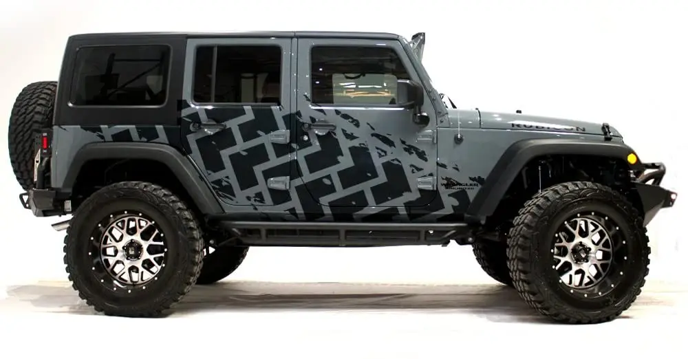 Factory Crafts Tire Tracks Side Graphics Kit 3M Vinyl Decal Wrap Compatible with Jeep Wrangler 4 Door 20072016 Matte Black
Factory Crafts Tire Tracks Side Graphics Kit 3M Vinyl Decal Wrap Compatible with Jeep Wrangler 4 Door 20072016 Matte Black