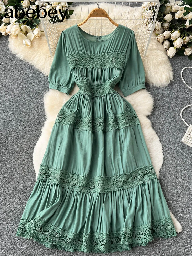 Elegant White Women Dress O-Neck Lace Patchwork Short Sleeve High Street Long Maxi Long Female Beach Dresses
Elegant White Women Dress O-Neck Lace Patchwork Short Sleeve High Street Long Maxi Long Female Beach Dresses