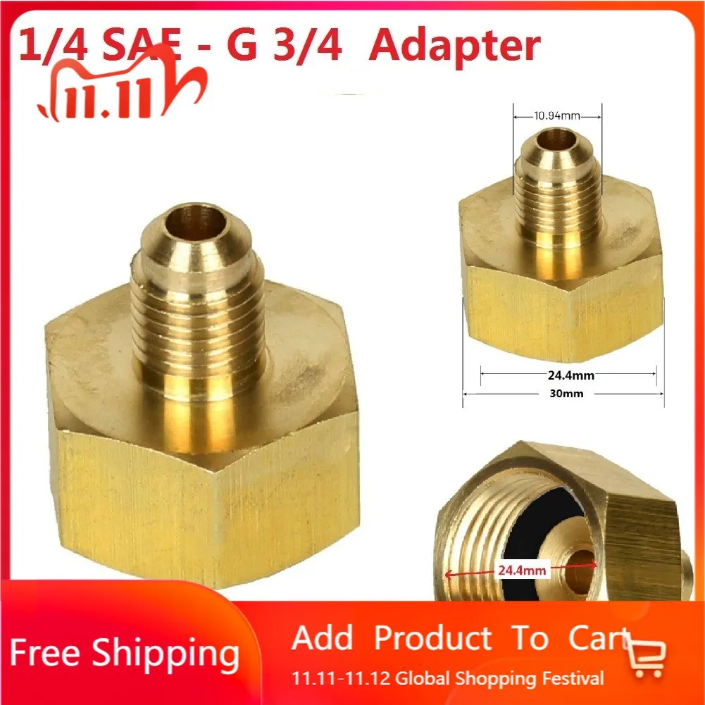 

1/4" Male To 3/4" Female SAE Auto Car Air Conditioner Adapter Refrigerant Bottle Adapter For R134A 1/4SAE G3/4 HVAC Systems Part