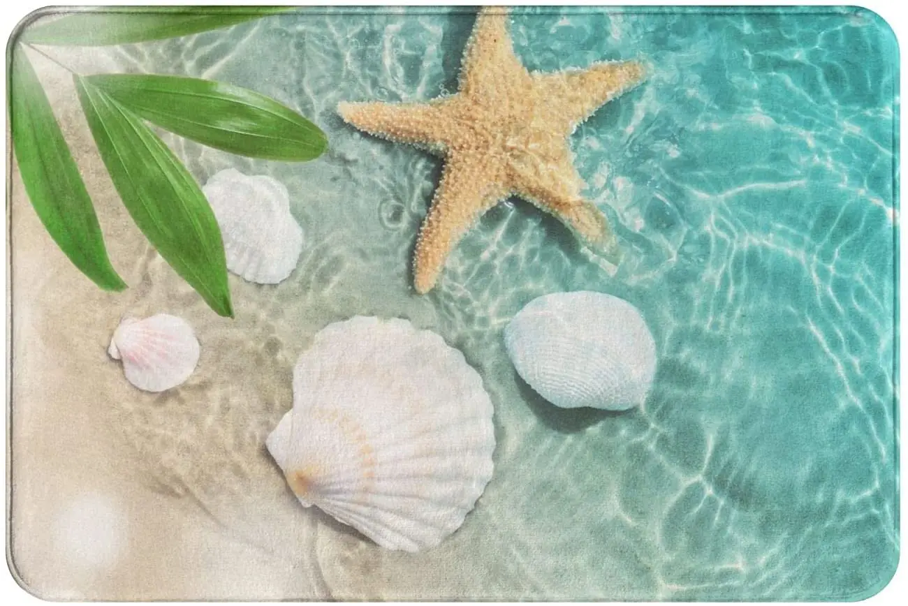 Морская звезда и Морская ракушка на летней пляжной ванной, Нескользящие комнатные напольные коврики для грязи
Морская звезда и Морская ракушка на летней пляжной ванной, Нескользящие комнатные напольные коврики для грязи