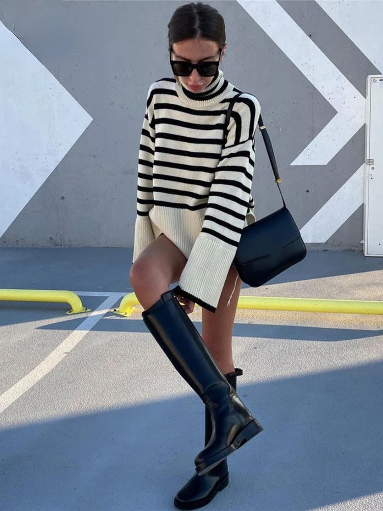 2022New And White Stripe Sweater Streetwear Loose Tops Women Pullover Female Jumper Long Sleeve Turtleneck Knitted Ribbed Sweate
2022New And White Stripe Sweater Streetwear Loose Tops Women Pullover Female Jumper Long Sleeve Turtleneck Knitted Ribbed Sweate