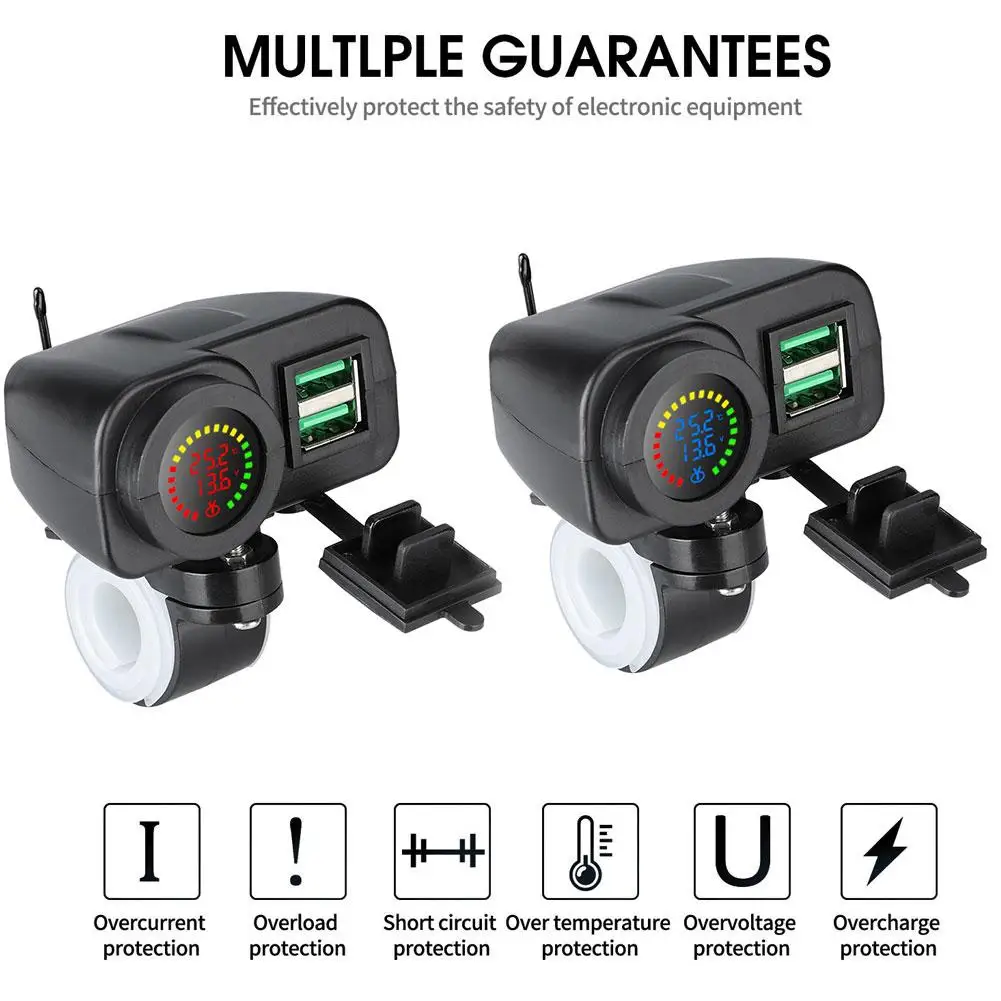 Dual USB Motorcycle Charger QC3.0 Fast Charging Voltmeter Mobile Phone Thermometer Display Charger Socket Digital G4M5
Dual USB Motorcycle Charger QC3.0 Fast Charging Voltmeter Mobile Phone Thermometer Display Charger Socket Digital G4M5