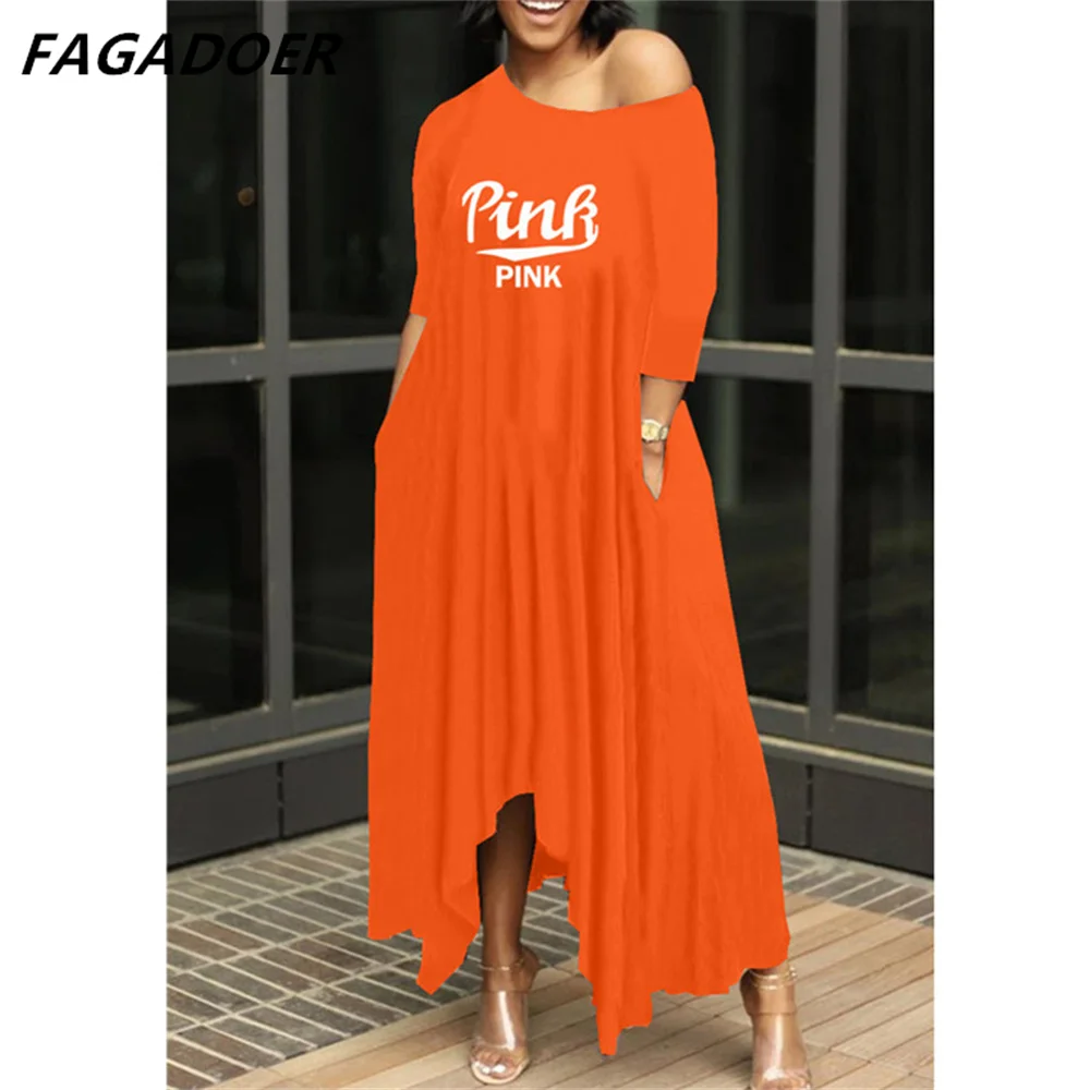 FAGADOER Summer Long Sleeve Loose Long Dresses Women Thin PINK Letter Print Irregular Dress Female Casual Off Shoulder Vestidos
FAGADOER Summer Long Sleeve Loose Long Dresses Women Thin PINK Letter Print Irregular Dress Female Casual Off Shoulder Vestidos