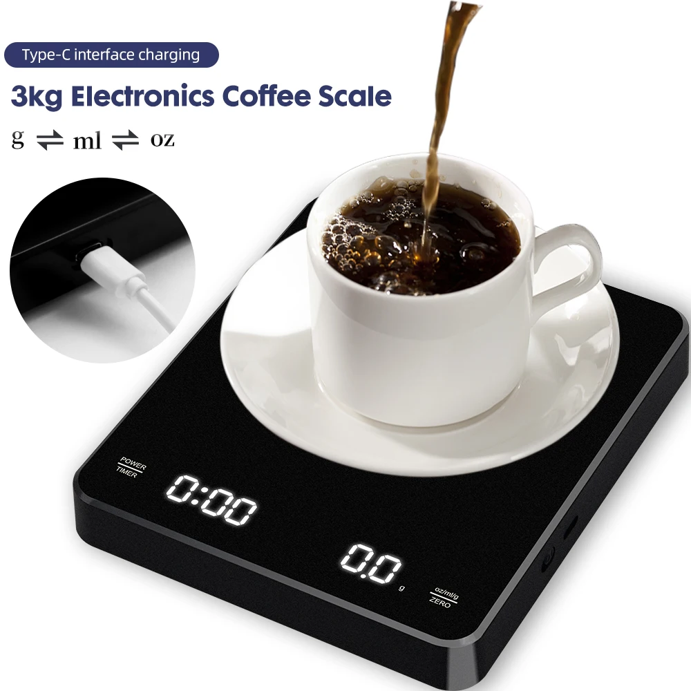 High Precision Scale Charging Type-c Weighing With Mini Display Scale Tools Coffee Barista Balance Timer Kitchen Auto Smart
High Precision Scale Charging Type-c Weighing With Mini Display Scale Tools Coffee Barista Balance Timer Kitchen Auto Smart