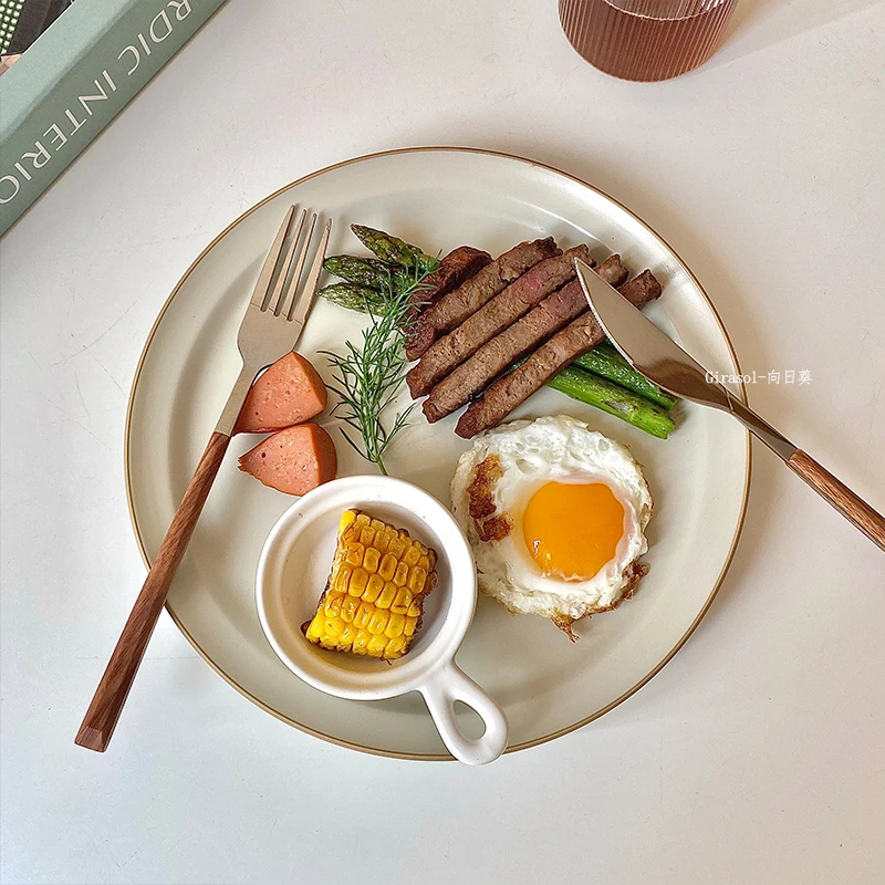 Plate high-end Japanese-style matte ceramic flat plate household Western steak plate
Plate high-end Japanese-style matte ceramic flat plate household Western steak plate