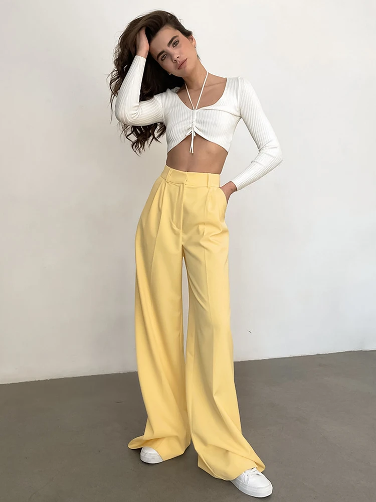 Summer High Waist Women Trousers Loose Wide Leg Pants Office Lady Pant 2022 Casual Simple Chic Pocket Floor-Length Trouser
Summer High Waist Women Trousers Loose Wide Leg Pants Office Lady Pant 2022 Casual Simple Chic Pocket Floor-Length Trouser