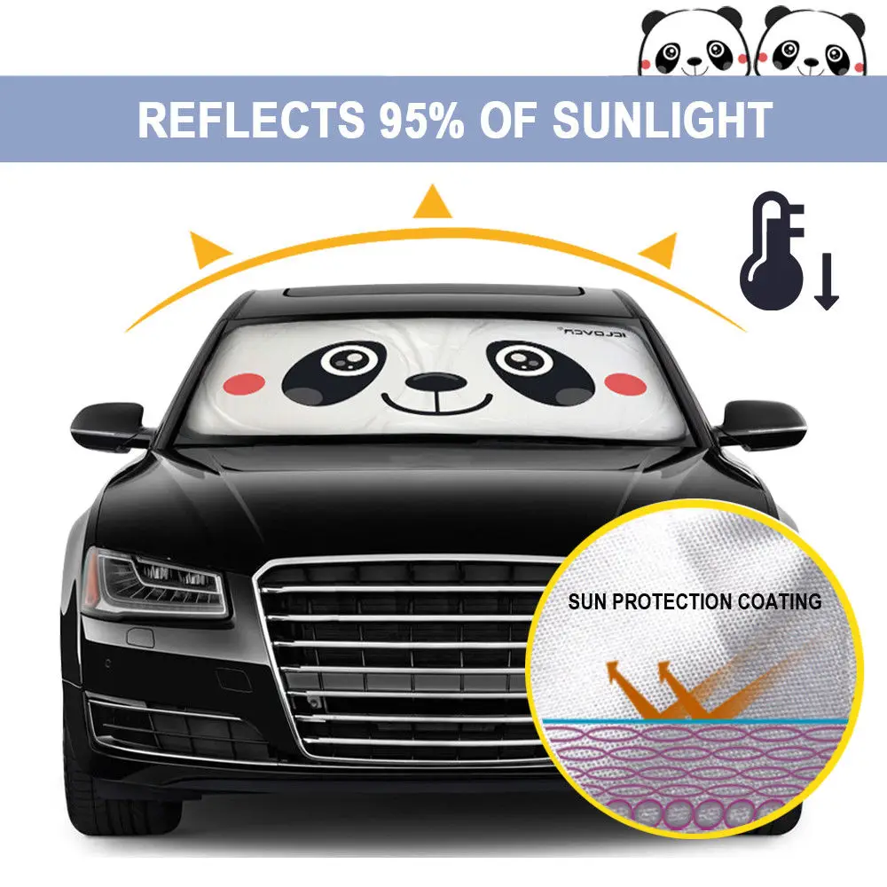 Car Windshield Sunshade Folding Silvering Sun Visor with Panda Design(59"x33") iClover Cute Cartoon Design Sun Shade Front Auto
Car Windshield Sunshade Folding Silvering Sun Visor with Panda Design(59"x33") iClover Cute Cartoon Design Sun Shade Front Auto