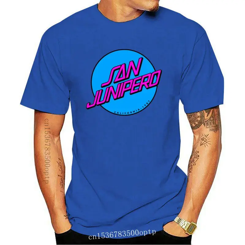 Camiseta de San Junipero para hombres, camisa con letras, estilo Hip Hop, holgada, de verano
Camiseta de San Junipero para hombres, camisa con letras, estilo Hip Hop, holgada, de verano
