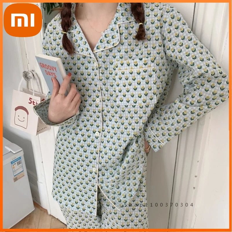 Xiaomi Cotton Women's Pajamas Korean Sleepwear Tulip Print Nightwear Spring Pijamas Female Set Woman 2 Piece Pyjamas Home Wear
Xiaomi Cotton Women's Pajamas Korean Sleepwear Tulip Print Nightwear Spring Pijamas Female Set Woman 2 Piece Pyjamas Home Wear