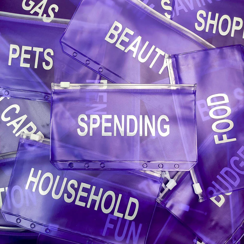 A6/A5 Purple Cash Planner Binder Pocket File Organizer Storage Folder Transparent PVC Loose Leaf Pouch with Zipper Filing Binder
A6/A5 Purple Cash Planner Binder Pocket File Organizer Storage Folder Transparent PVC Loose Leaf Pouch with Zipper Filing Binder