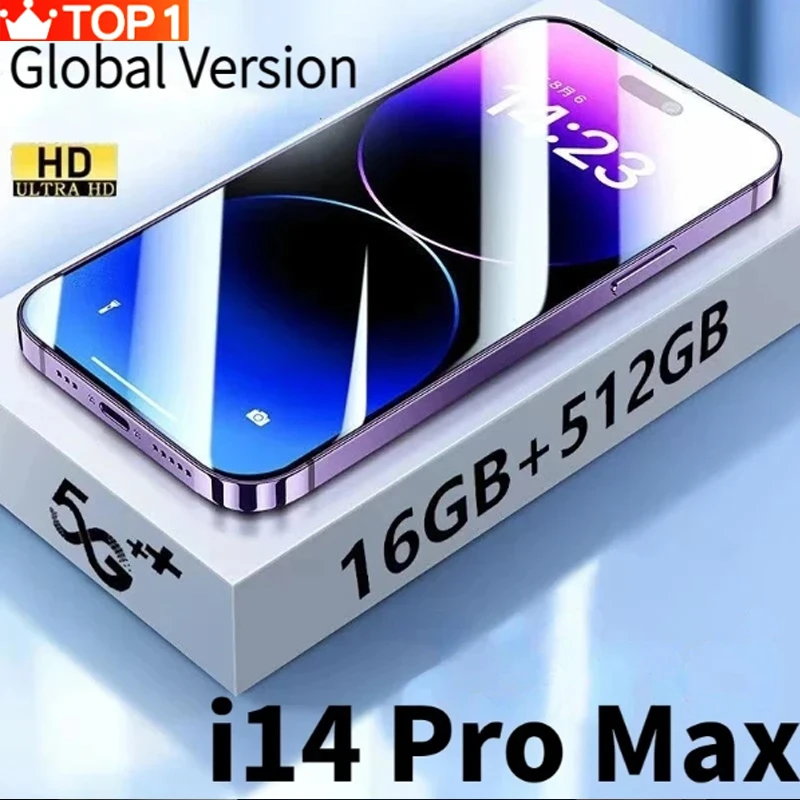 

Global Version I14 Pro Max Smartphone 16+1TB Full Screen 2023 Mobile Phone 6.7Inch Cellphone 50MP+108MP Camera 7800mAh Android13