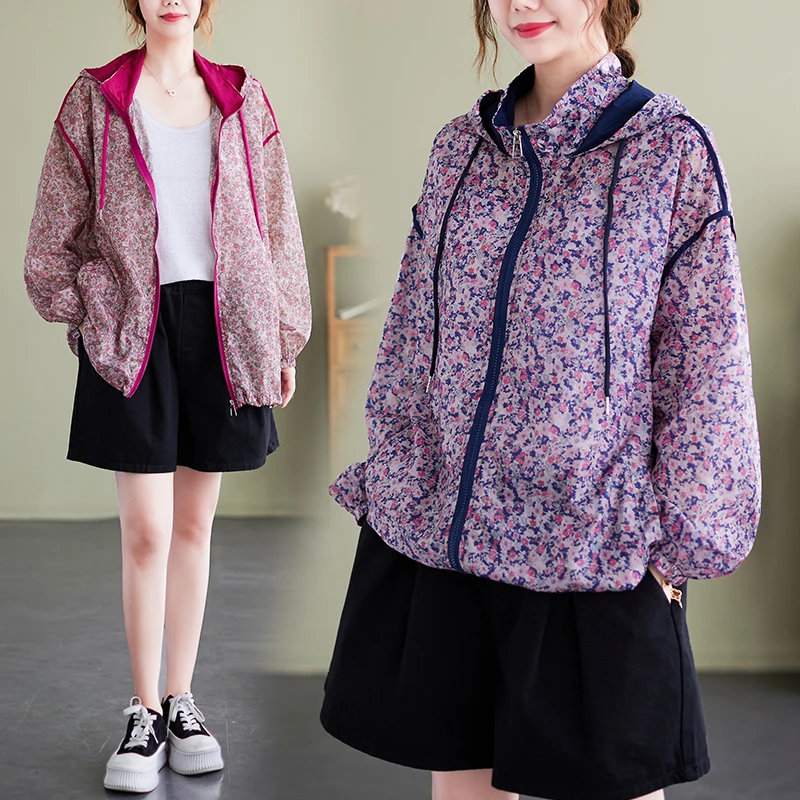 2022 New Summer Printed Hooded Long Sleeved Sunscreen Clothes Thin Zipper Purple Jacket Women's Fashion
2022 New Summer Printed Hooded Long Sleeved Sunscreen Clothes Thin Zipper Purple Jacket Women's Fashion